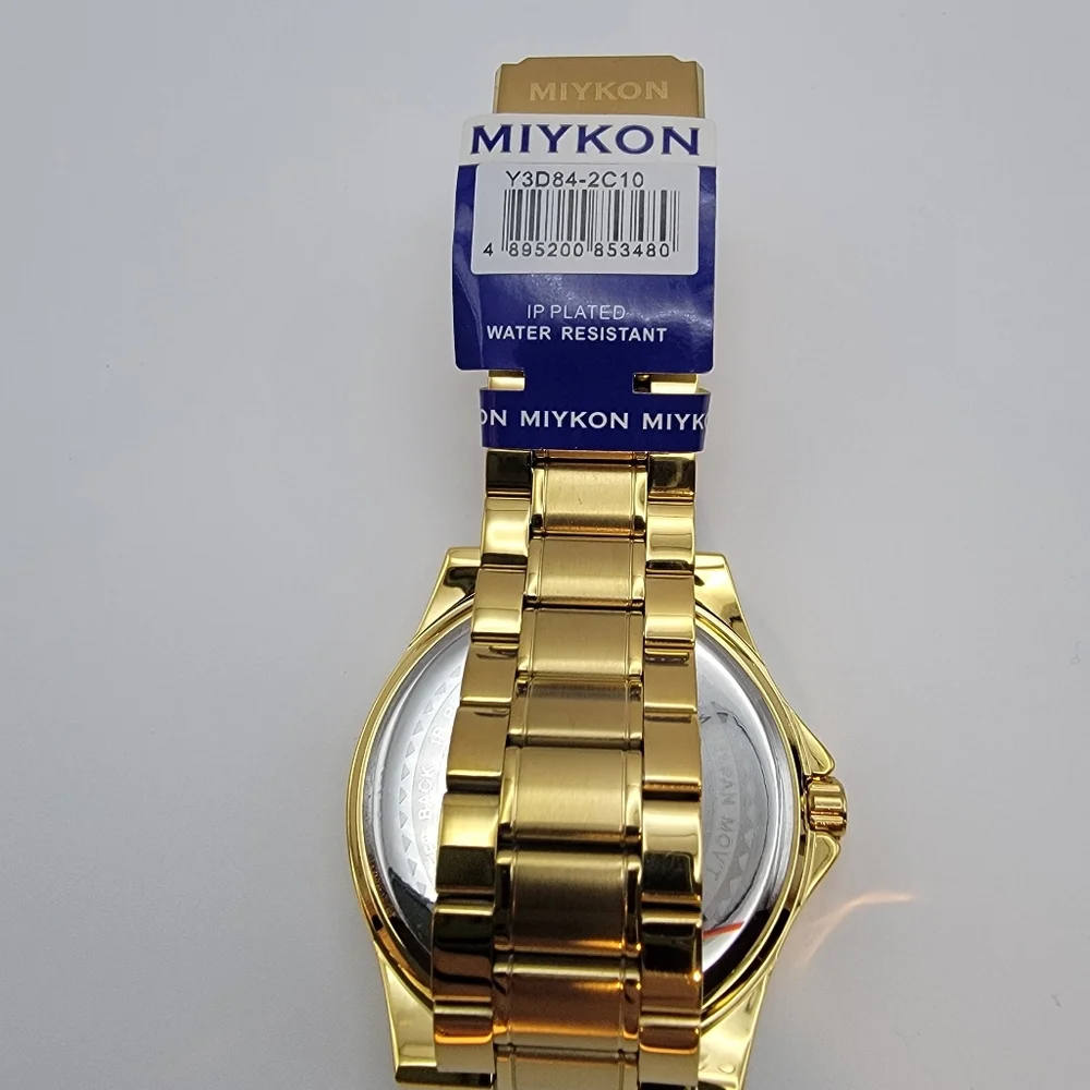 Miykon Gold Tone Green Dial Dive 44mm Watch 30M Water Resistant Seiko Movement